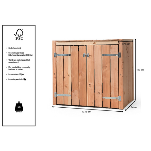 Container Ombouw Hout Volente 2 Containers - Kliko Ombouw - Dubbel Demi