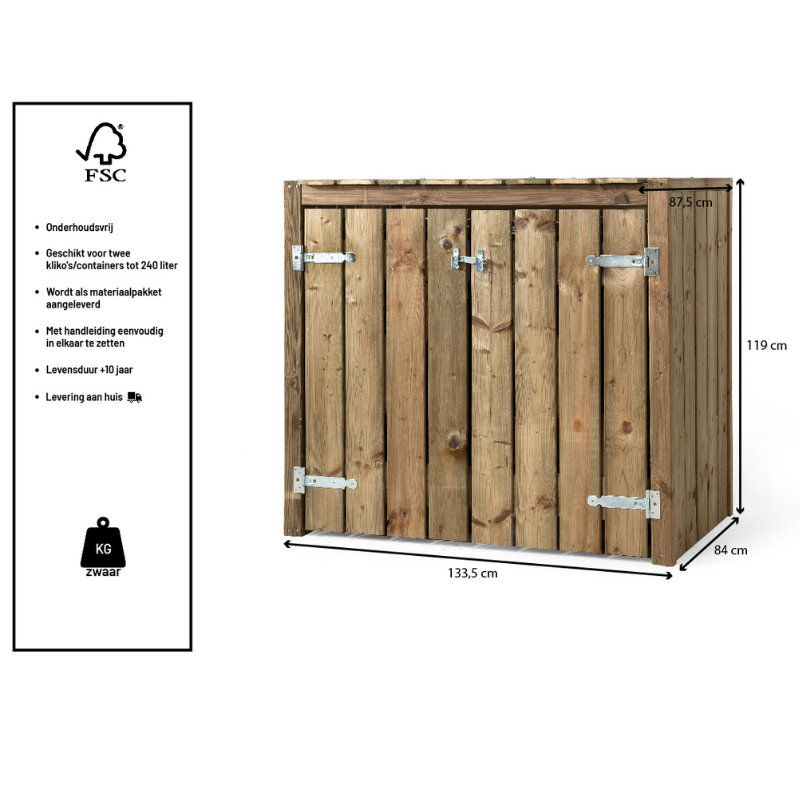 Container Ombouw Volente - Kliko Ombouw Hout -Dubbel Walter| Kippenvilla.nl