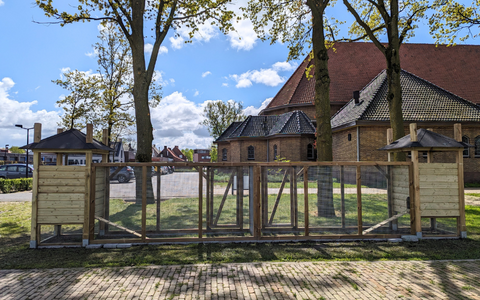 konijnenhok buiten hooiberg dubbel hok dubbel konijnenren cor voldux 822x125x225cm