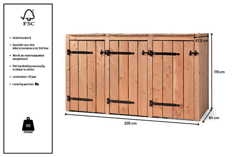 Container Ombouw Hout Volente 3 Containers - Kliko Ombouw - Drie Dubbel Eva