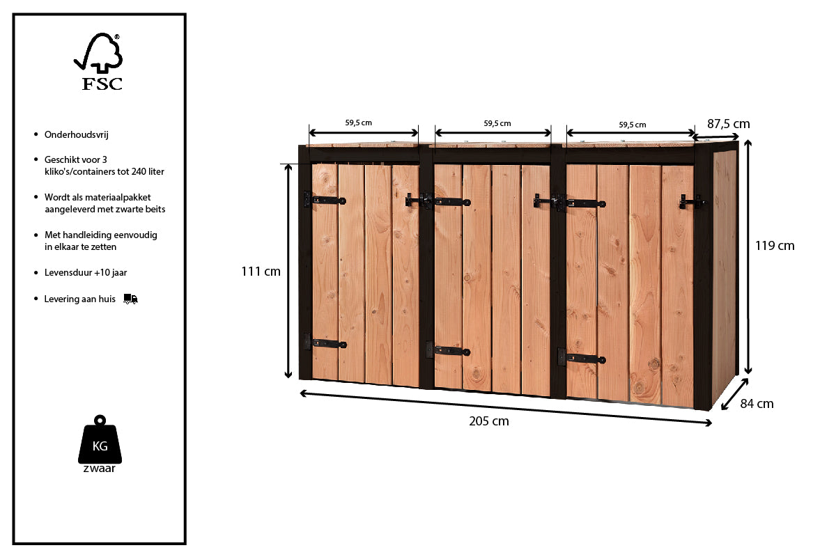 Container Ombouw Hout Volente 3 Containers - Kliko Ombouw Drie Dubbel ...