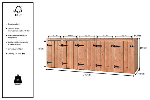 Container Ombouw Hout Volente - 5 Containers - Kliko Ombouw Amy
