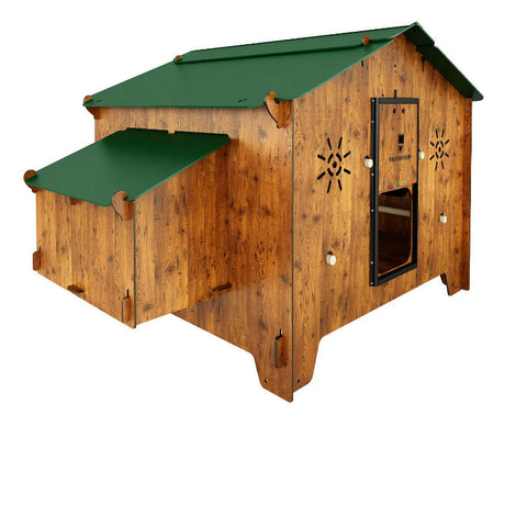 polly chalet kippenhok buiten met kippen