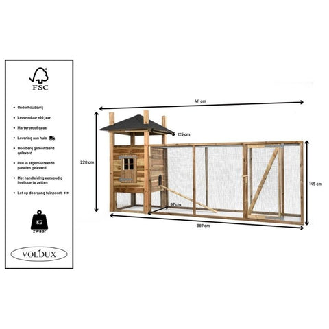 Kippenhok Hooiberg Floor XL Voldux afmetingen