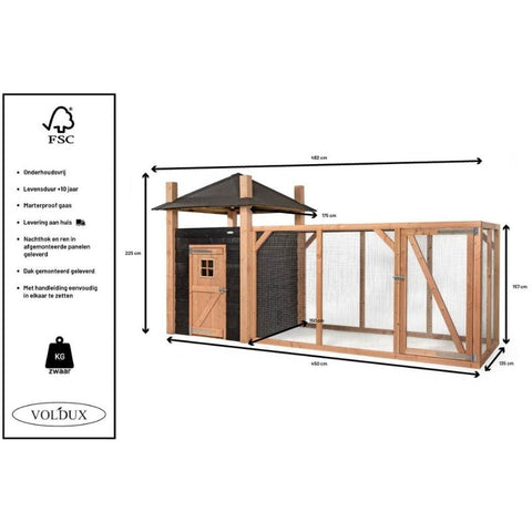 Konijnenhok Hooiberg Bouwpakket Niek XL Voldux - 462x175x225cm