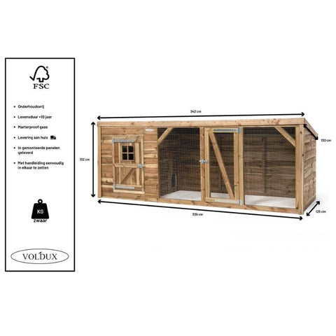 Konijnenhok Britt XL Voldux - 342x130x132cm