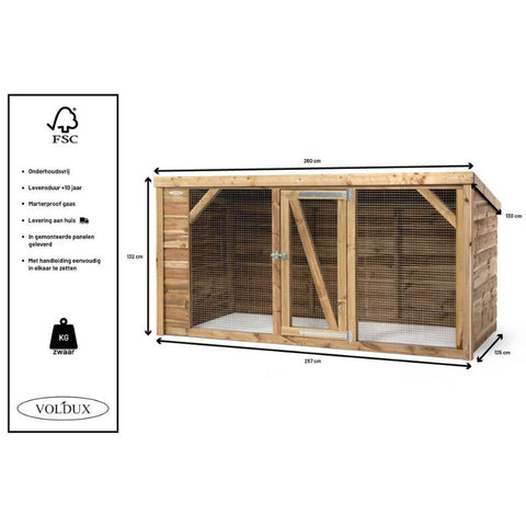 Konijnenren Britt Voldux - 260x130x132cm